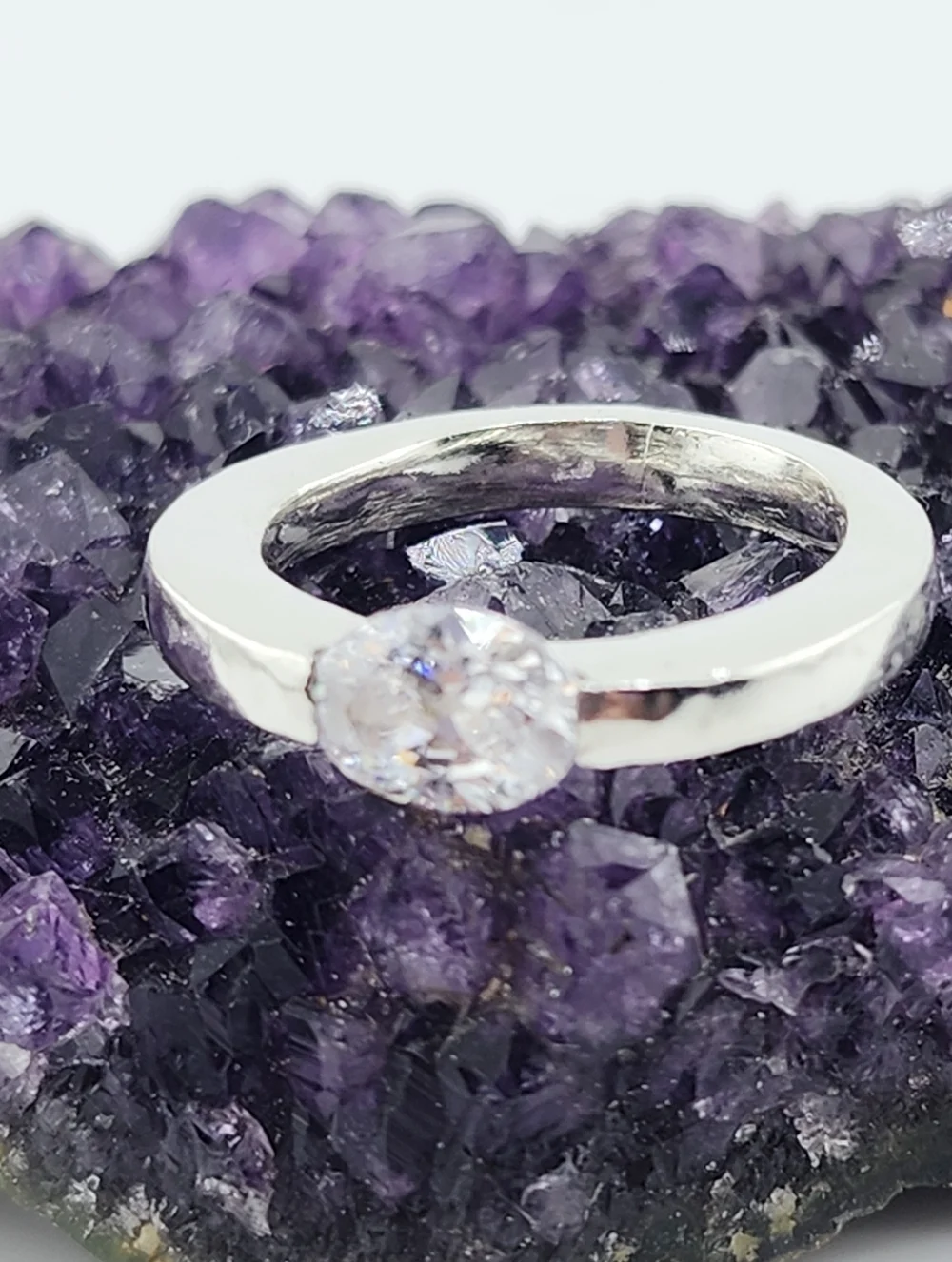 CUBIC ZIRCONIA PRESSURE RING HANDMADE STERLING SILVER SIZE7 - Picture 2 of 15